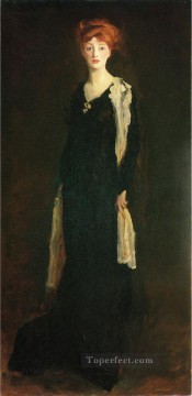  Robert Oil Painting - O in Black with Scarf aka Marjorie Organ Henri portrait Ashcan School Robert Henri